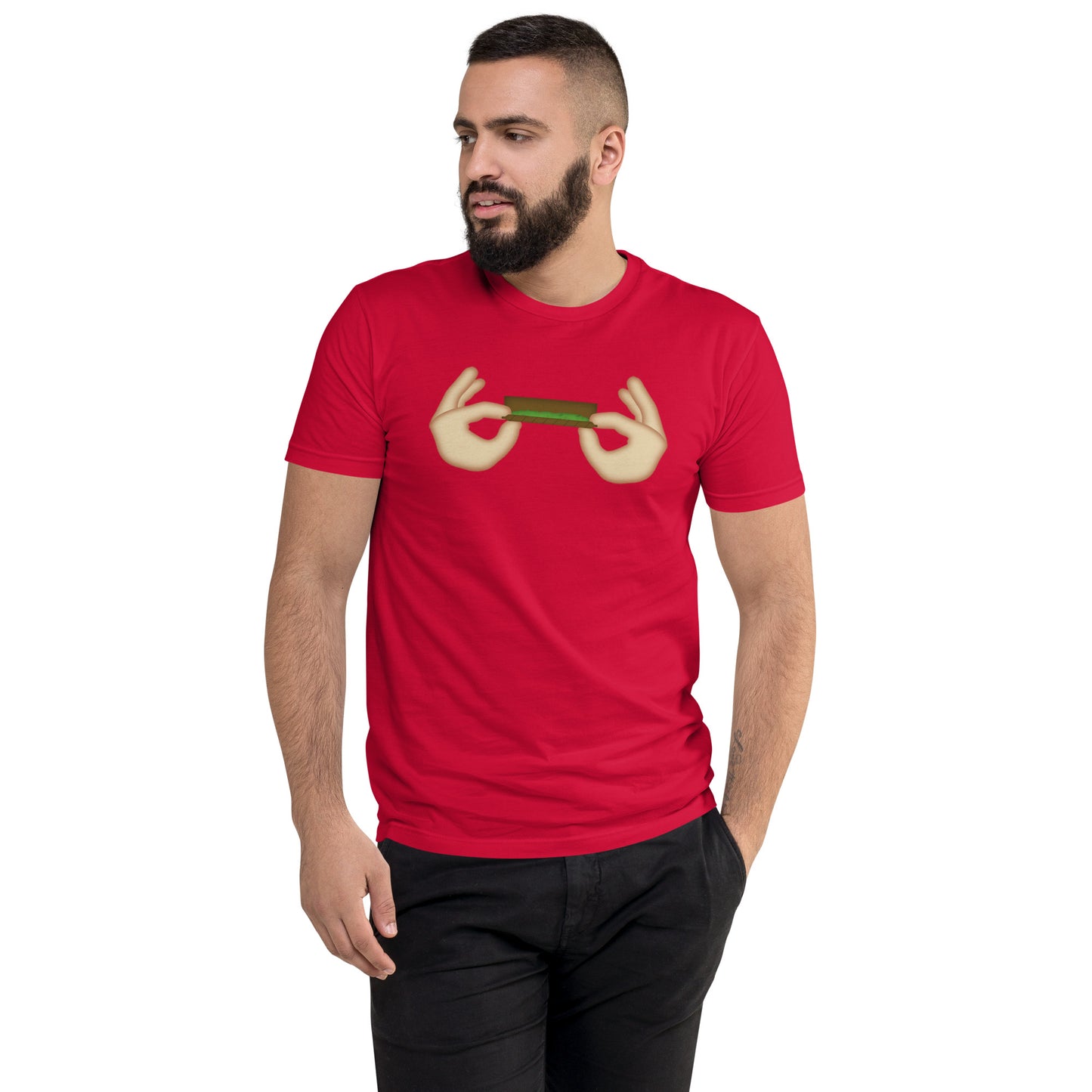 Men's Cannabis Weed Emoji Fitted T-Shirt