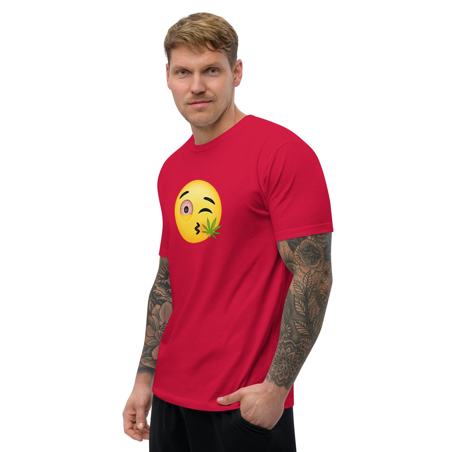 Men's Cannabis Weed Emoji Fitted T-Shirt