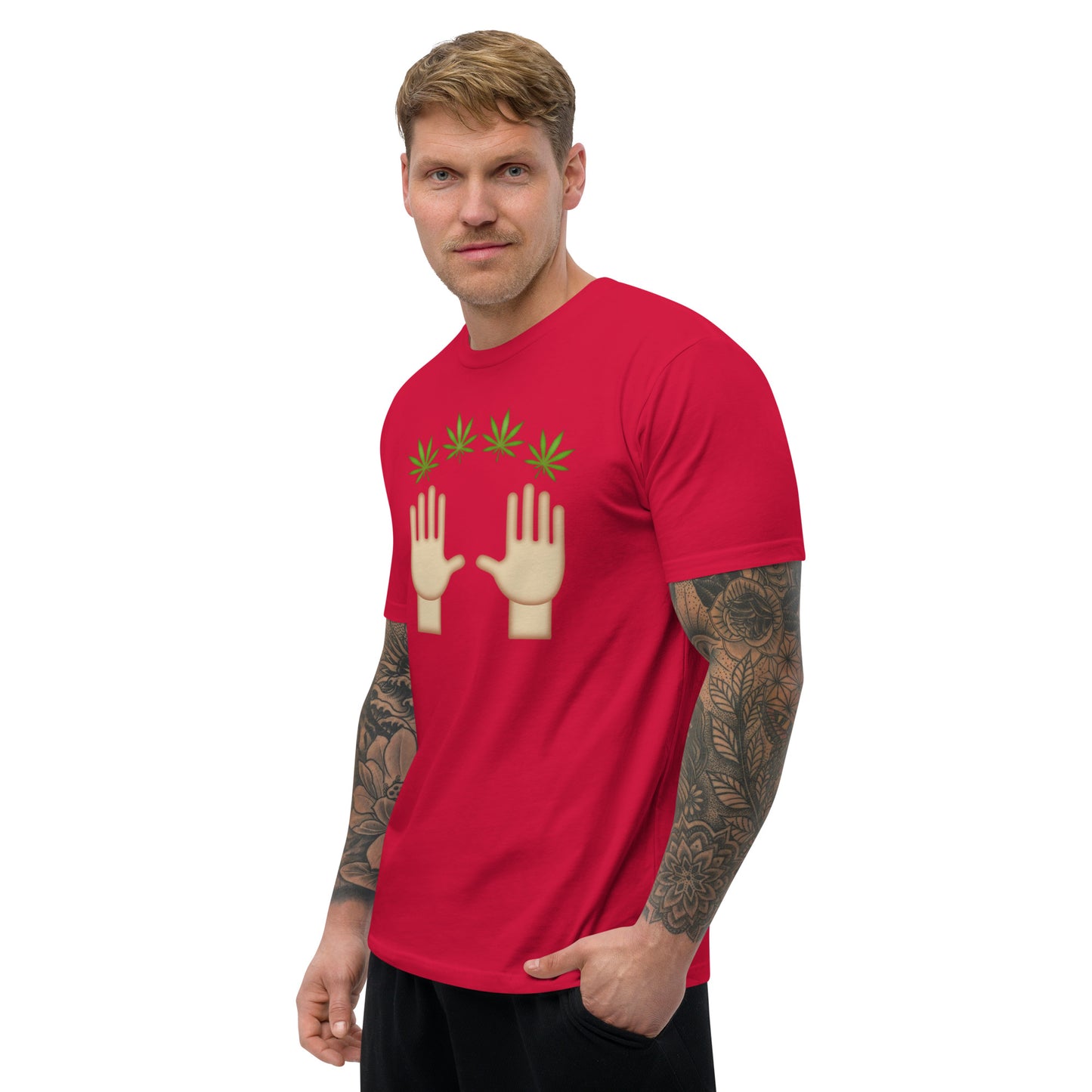 Men's Cannabis Weed Emoji Fitted T-Shirt