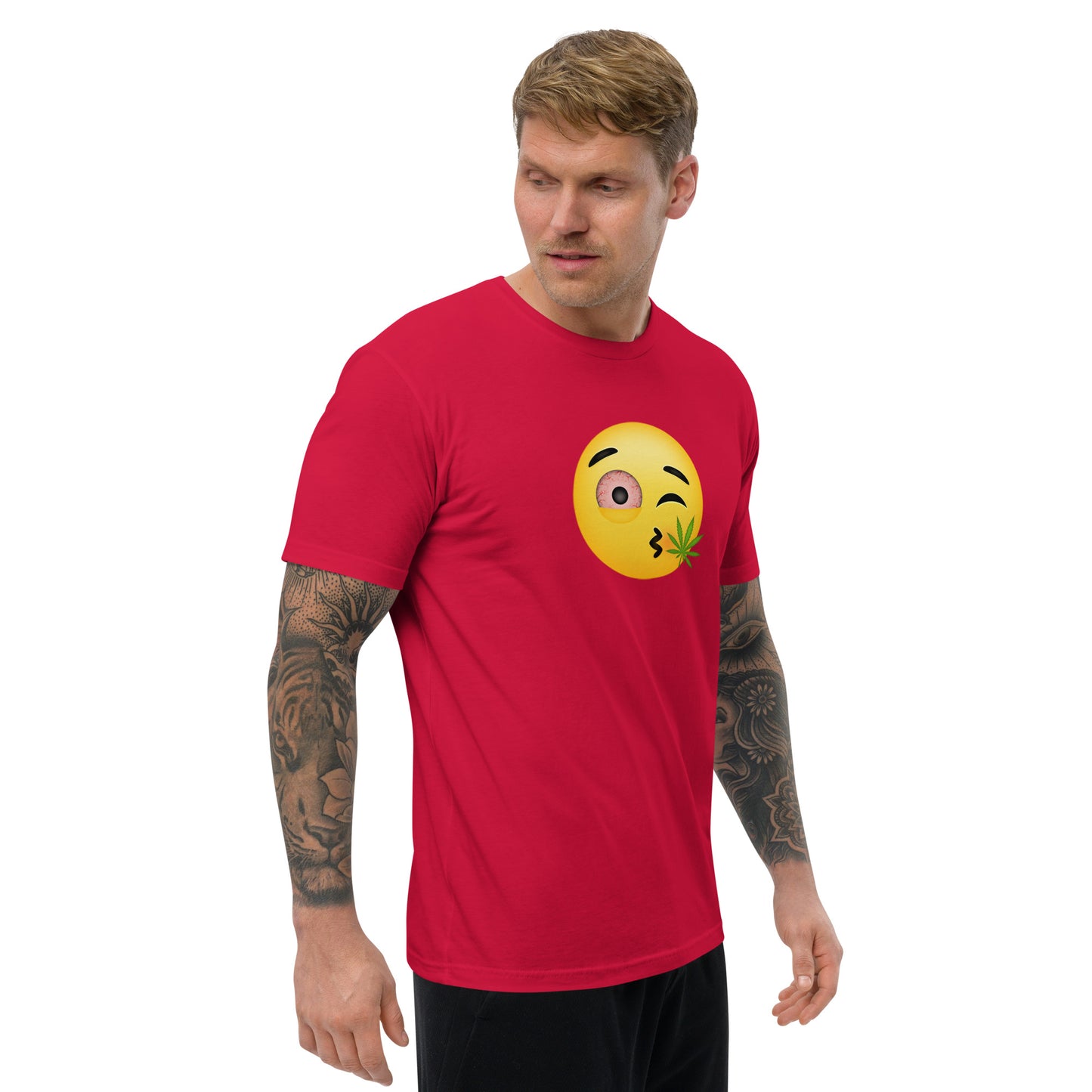 Men's Cannabis Weed Emoji Fitted T-Shirt