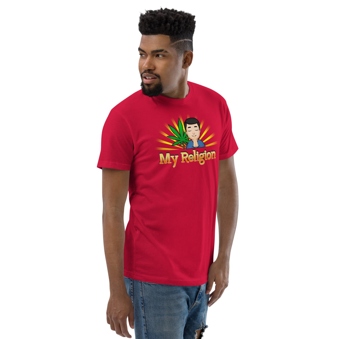 Men's Cannabis Weed Emoji Fitted T-Shirt