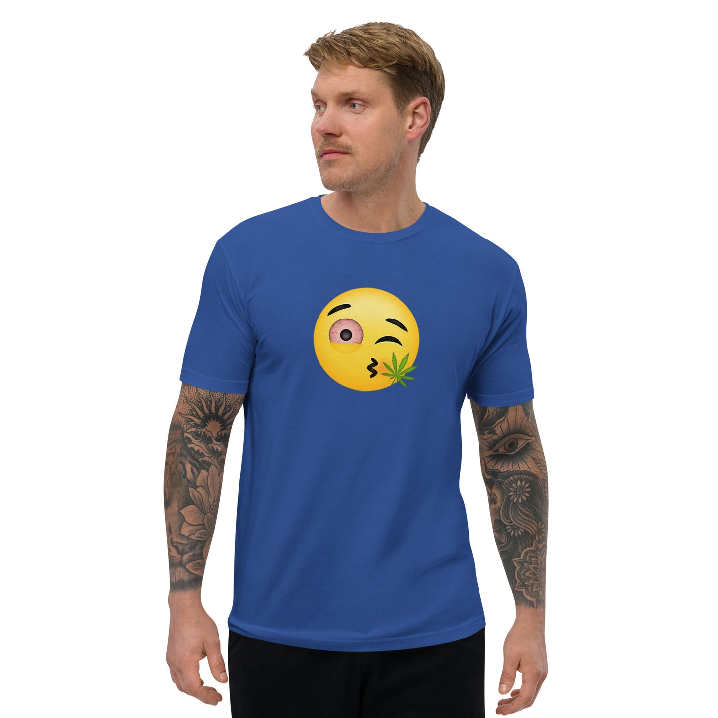 Men's Cannabis Weed Emoji Fitted T-Shirt