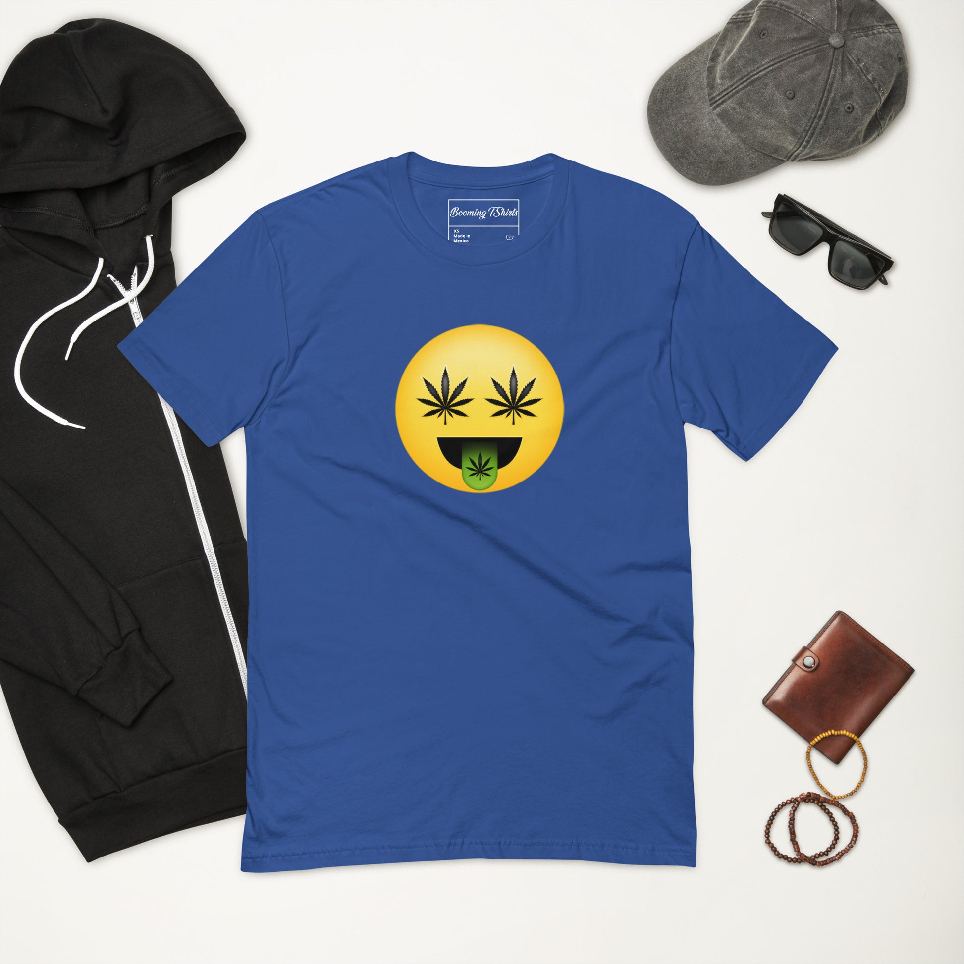 Emoji Weed Cannabis Sativa Indica Blunt Joint Bong Dispensary Festival Fun Tshirt