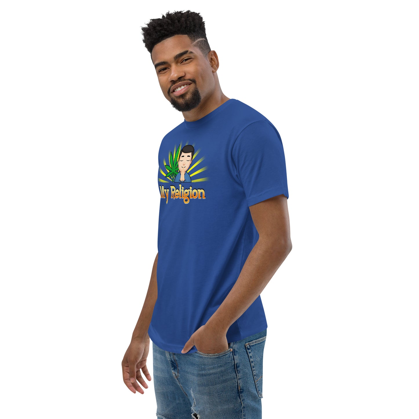 Men's Cannabis Weed Emoji Fitted T-Shirt