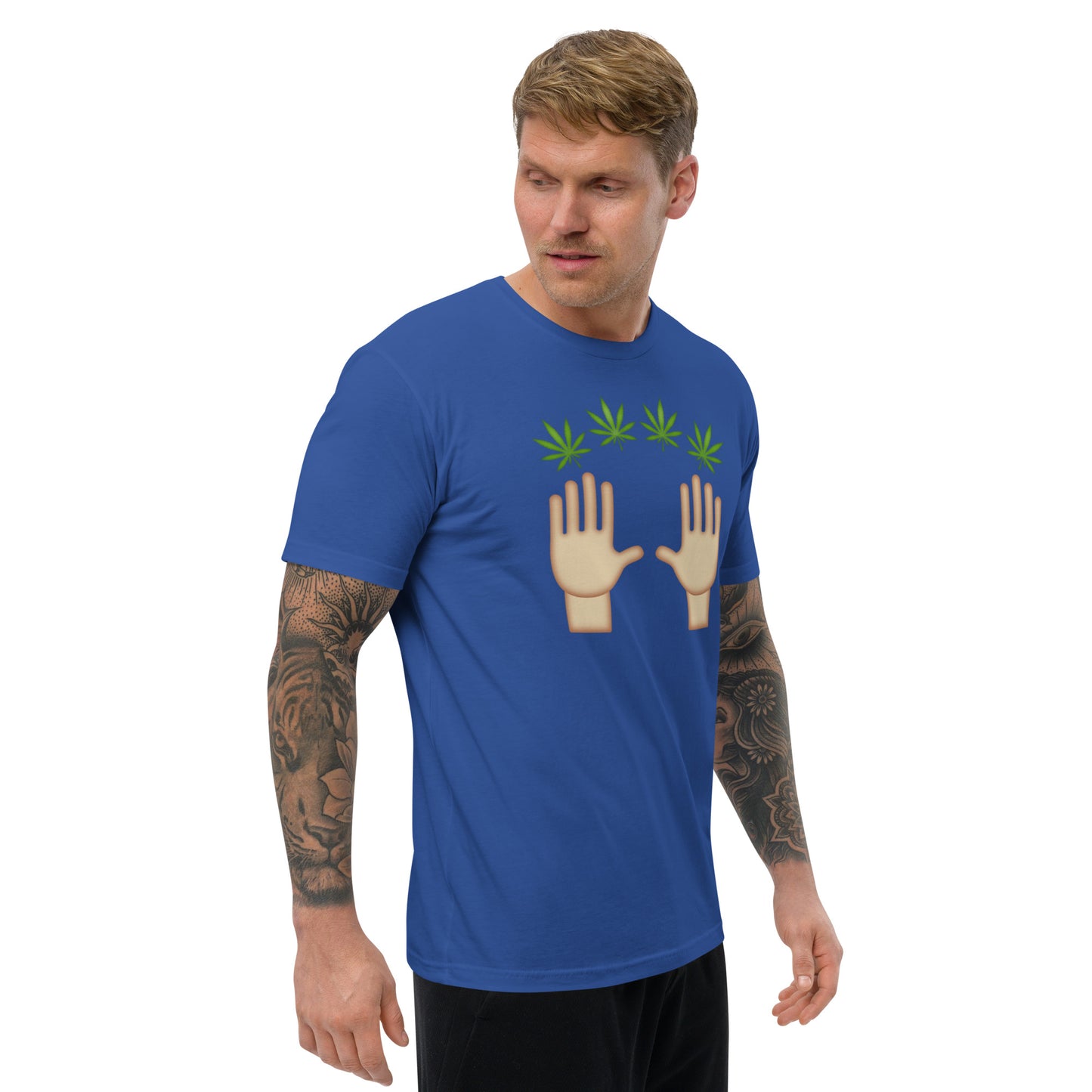 Men's Cannabis Weed Emoji Fitted T-Shirt