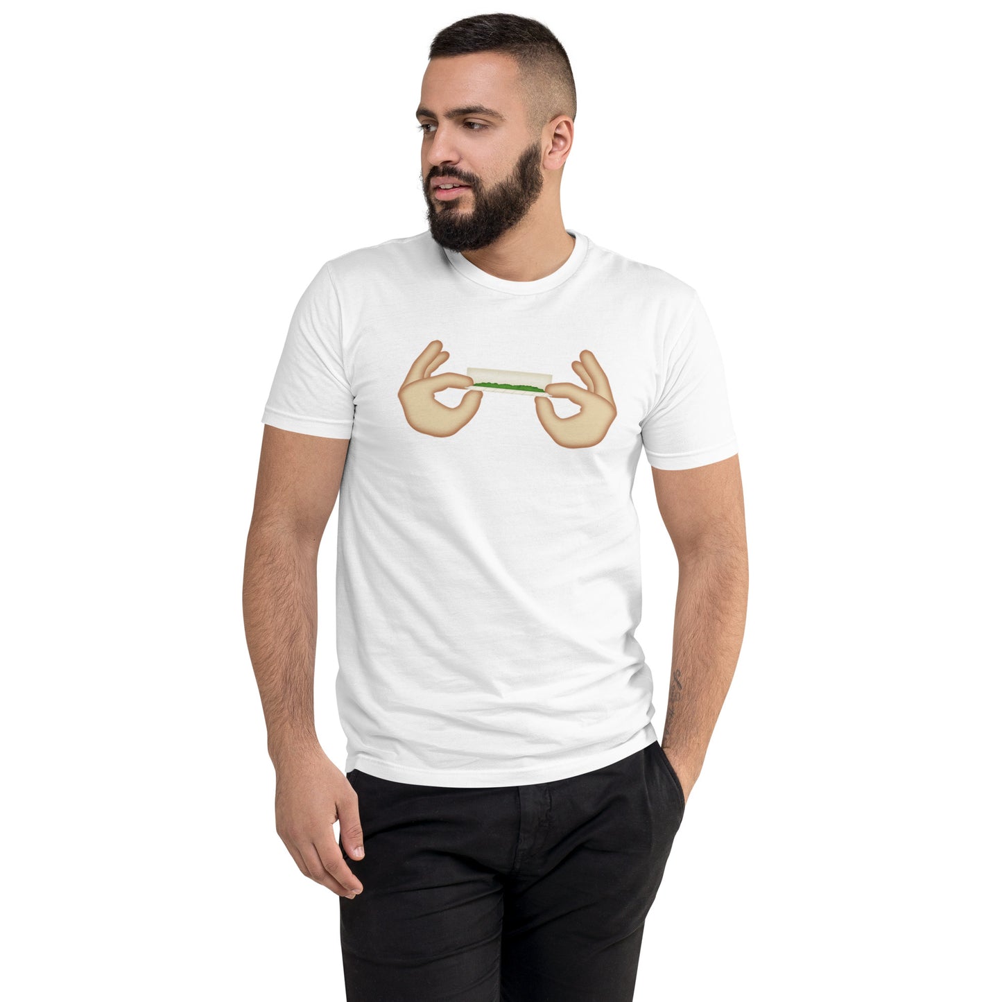 Men's Cannabis Weed Emoji Fitted T-Shirt