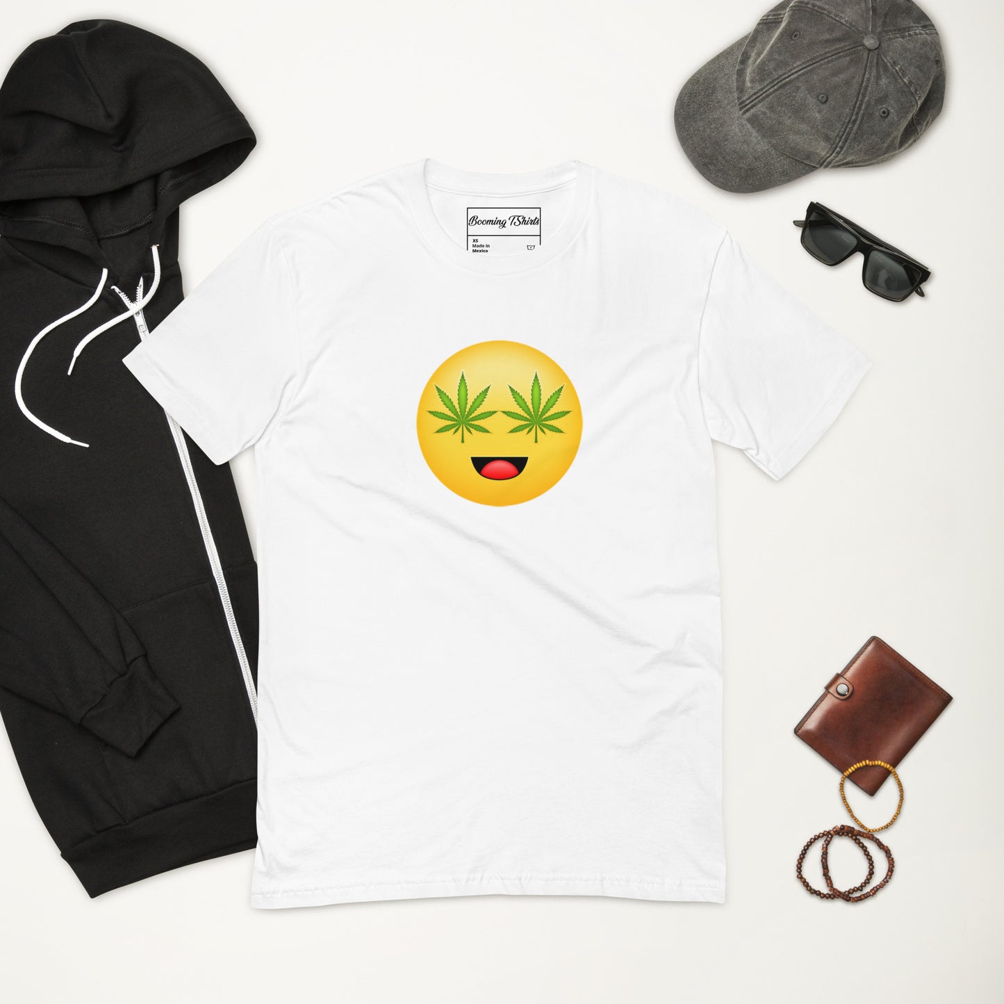 Emoji Weed Cannabis Sativa Indica Blunt Joint Bong Dispensary Festival Fun Tshirt