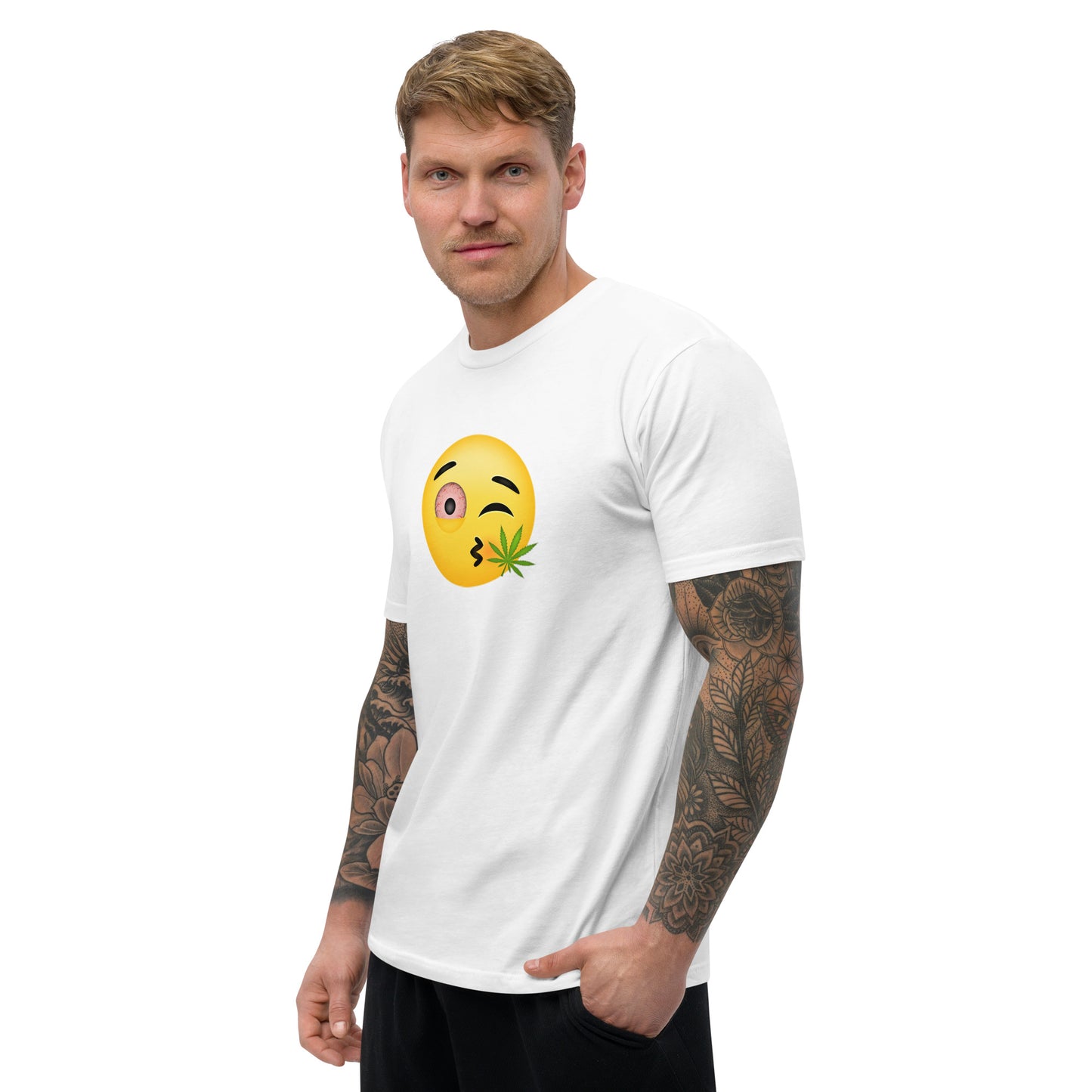 Emoji Weed Cannabis Sativa Indica Blunt Joint Bong Dispensary Festival Fun Tshirt