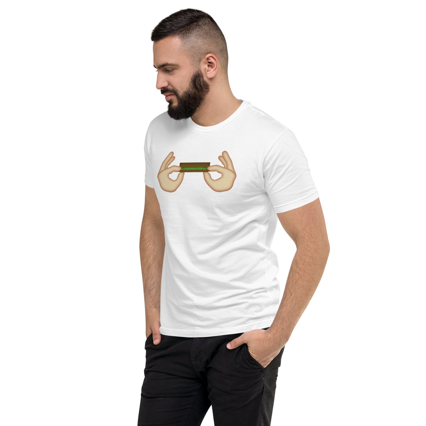 Men's Cannabis Weed Emoji Fitted T-Shirt