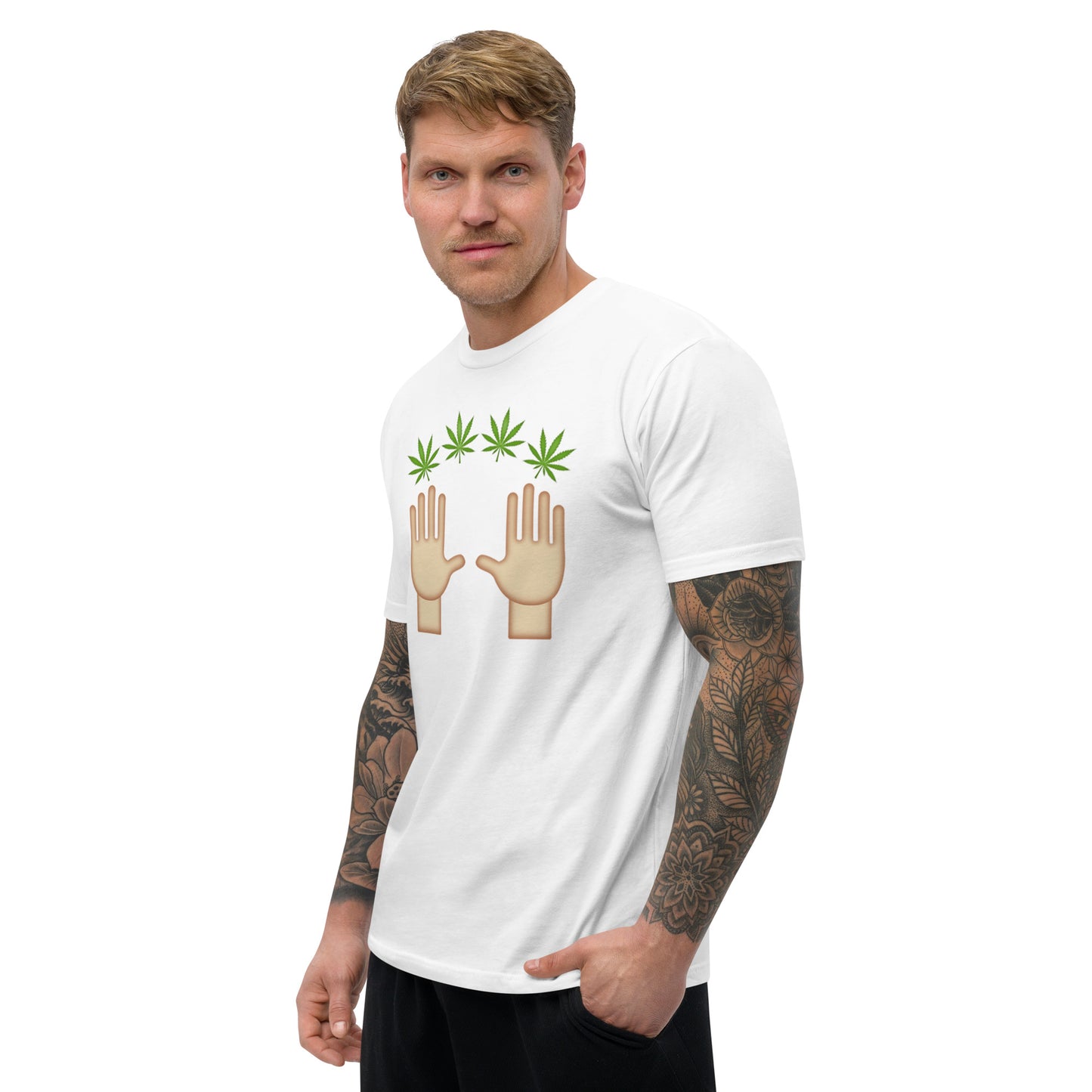 Men's Cannabis Weed Emoji Fitted T-Shirt