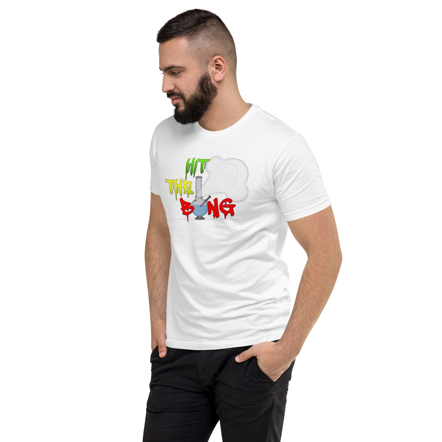 Men's Cannabis Weed Emoji Fitted T-Shirt