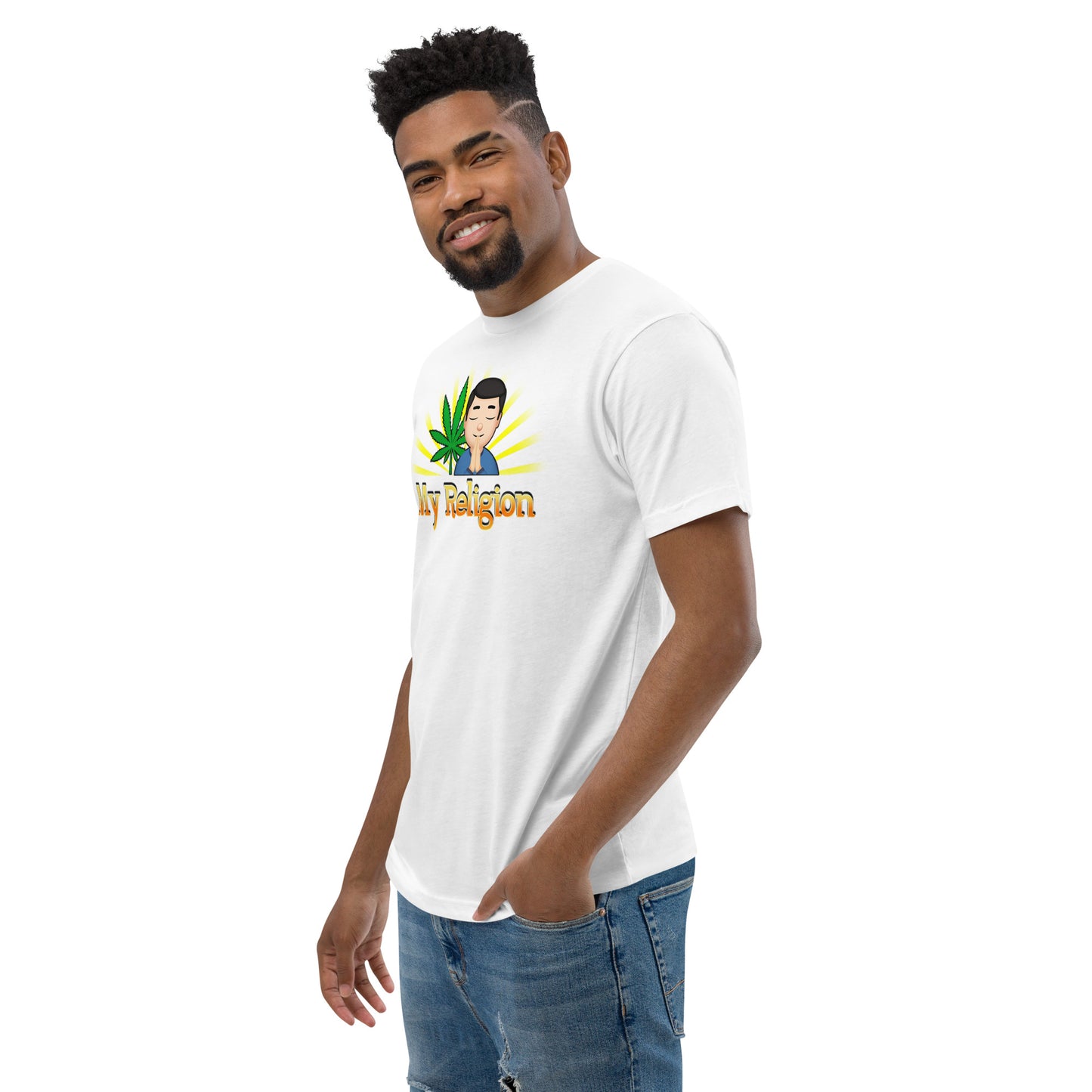 Men's Cannabis Weed Emoji Fitted T-Shirt