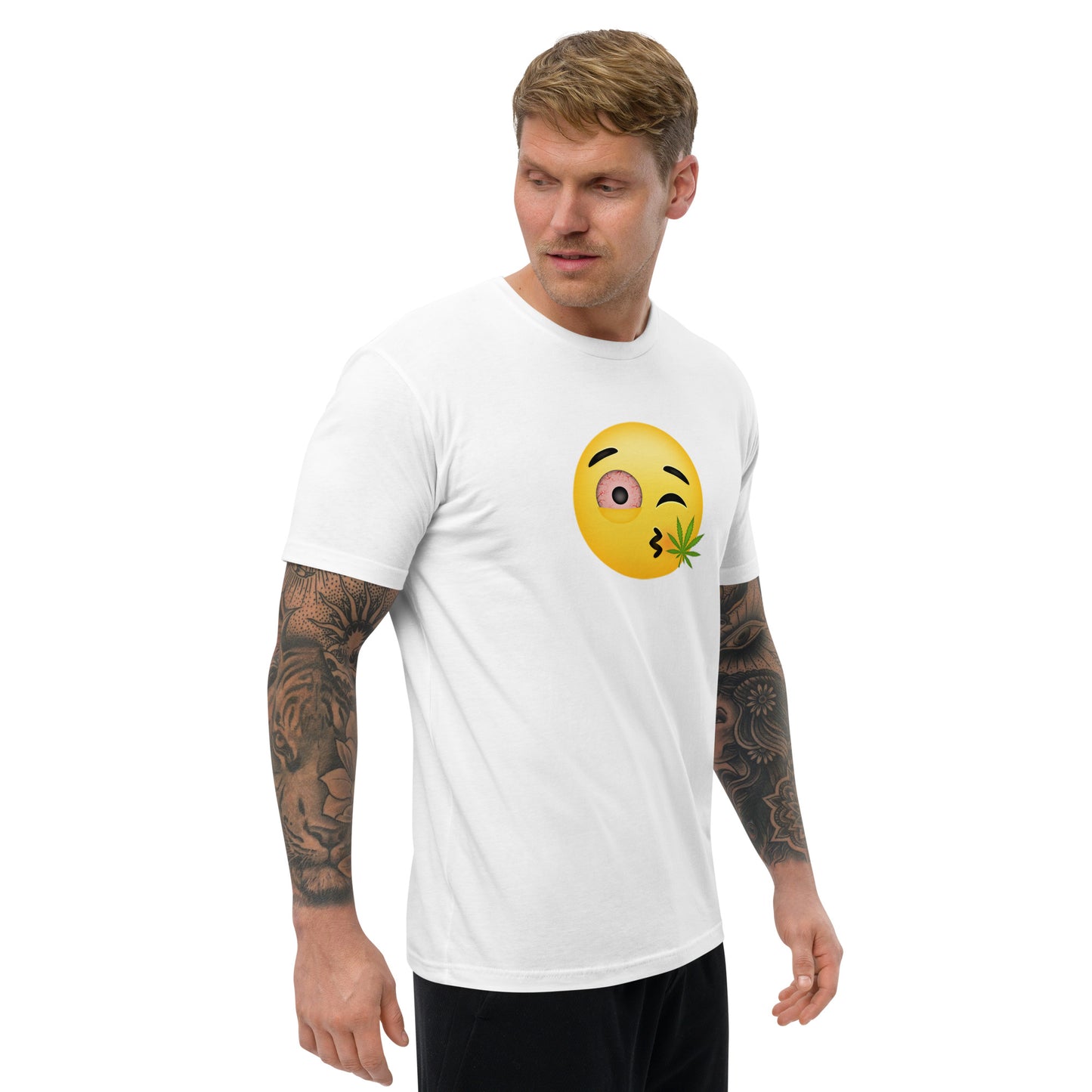 Men's Cannabis Weed Emoji Fitted T-Shirt