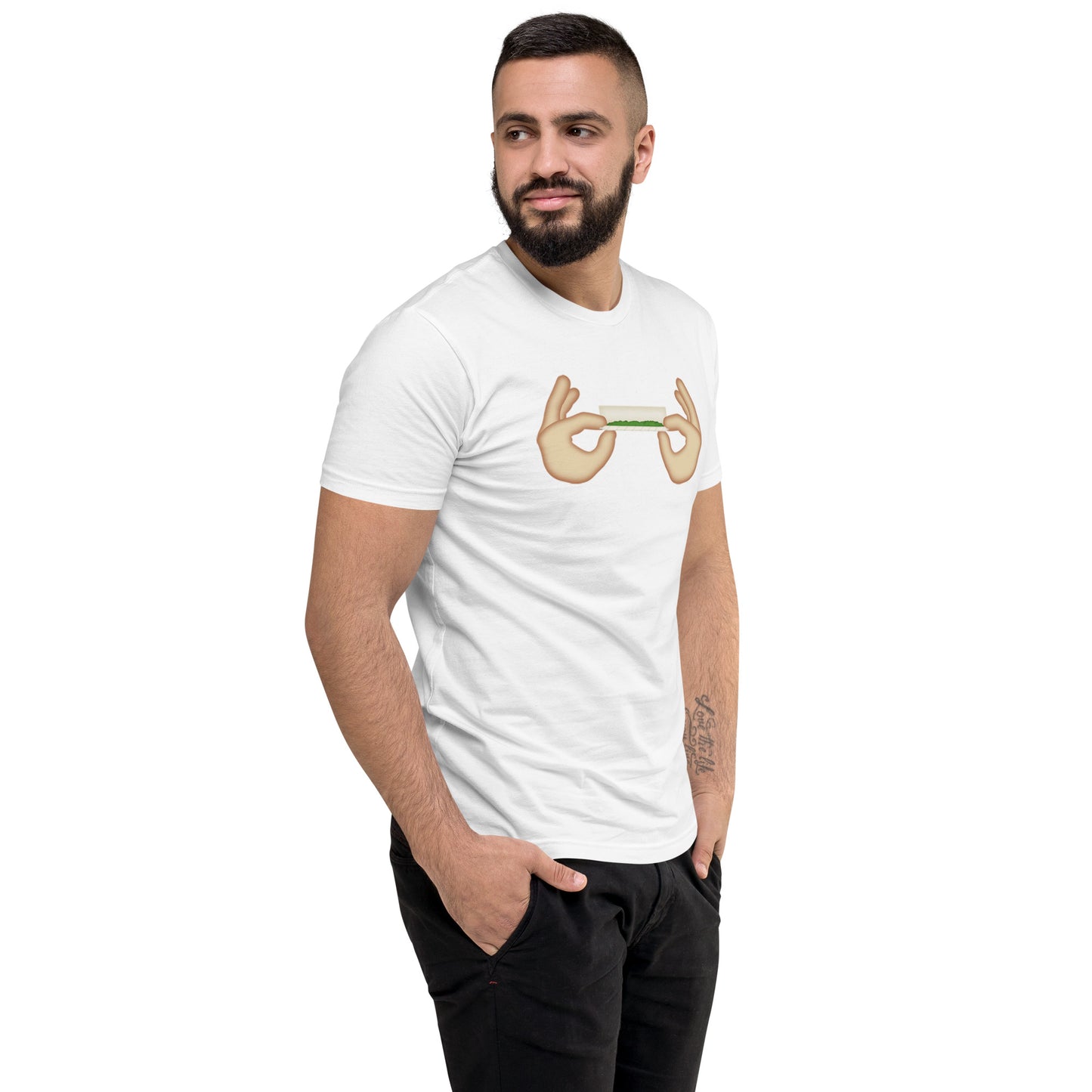 Men's Cannabis Weed Emoji Fitted T-Shirt