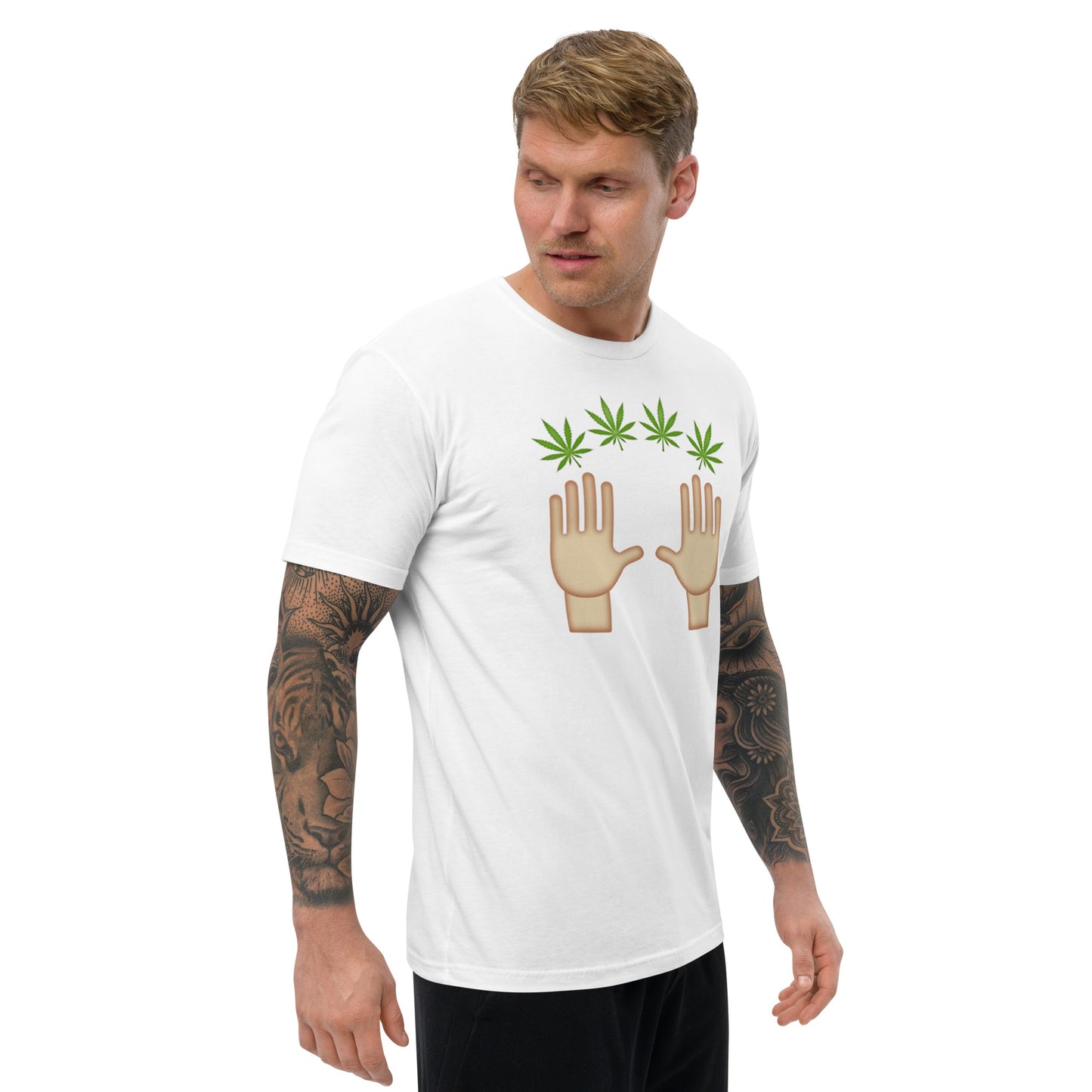 Men's Cannabis Weed Emoji Fitted T-Shirt