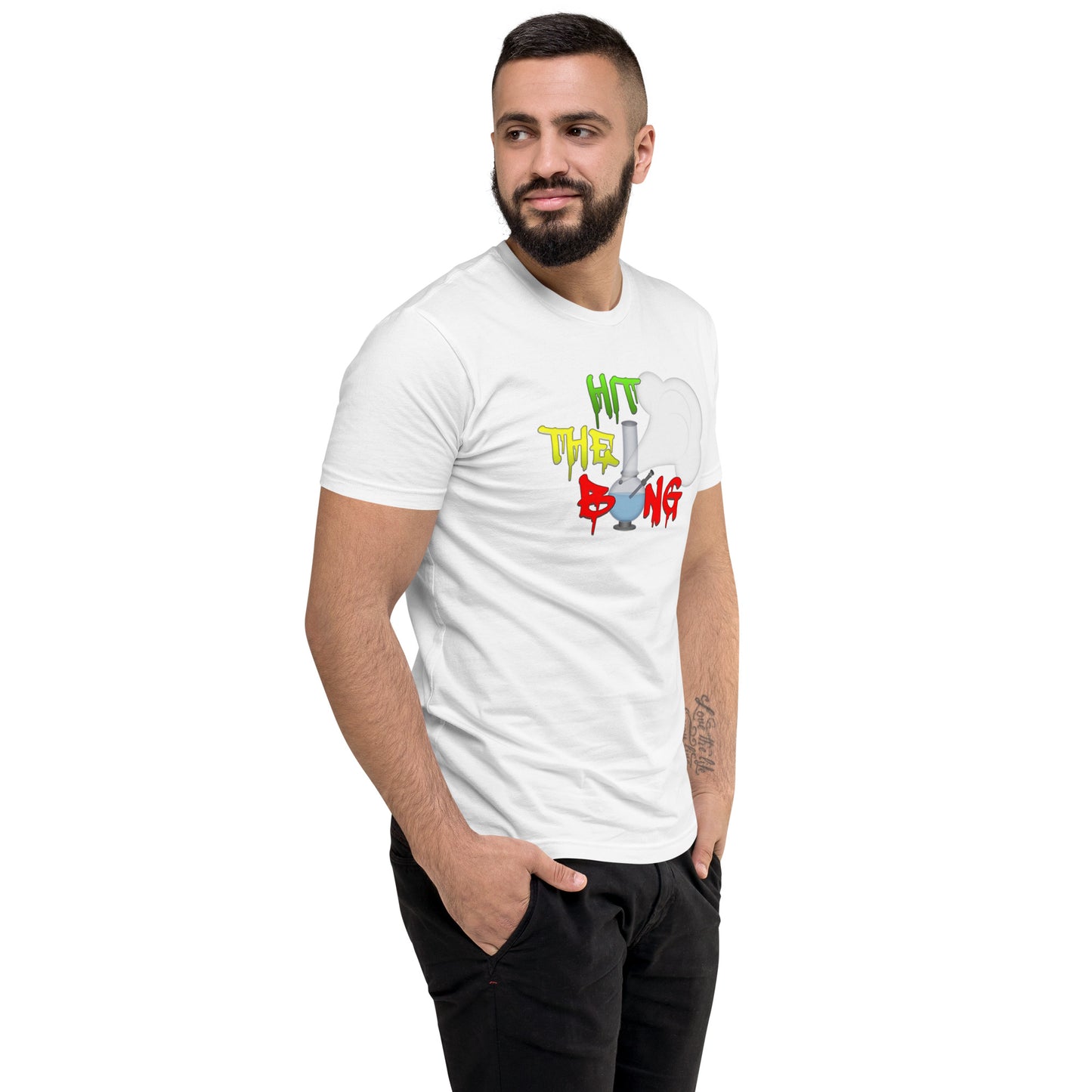 Men's Cannabis Weed Emoji Fitted T-Shirt