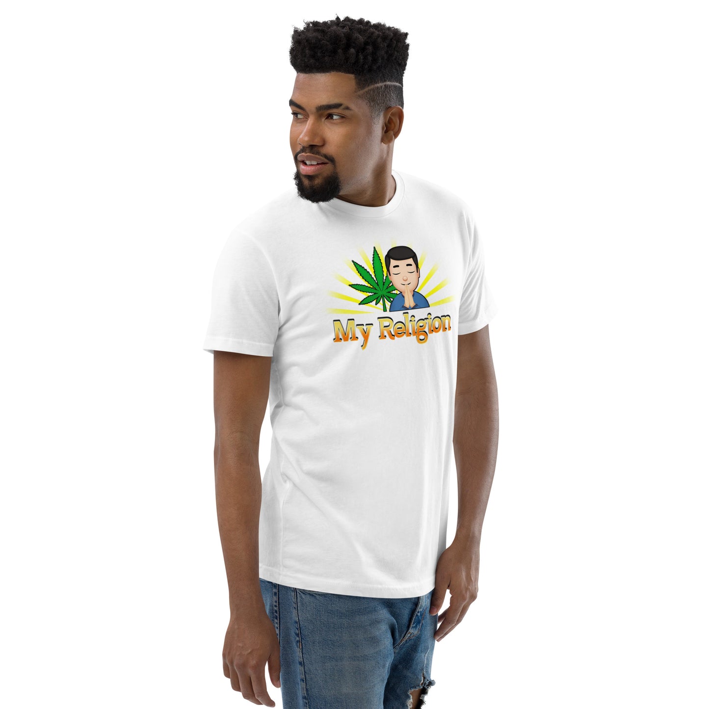 Men's Cannabis Weed Emoji Fitted T-Shirt