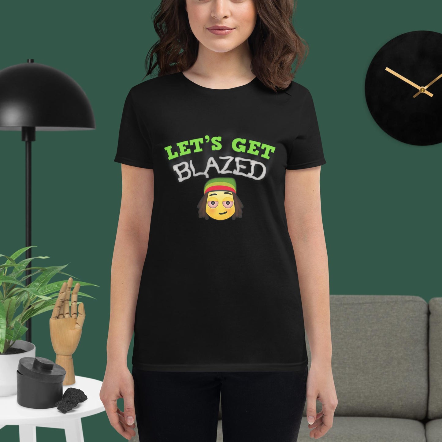 Emoji Weed Cannabis Sativa Joint Bong Dispensary Festival Fun Blunt Tshirt For Women